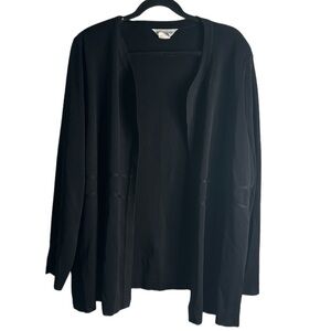 Misook black open knit sweater cardigan side slits black size 3x career neutral